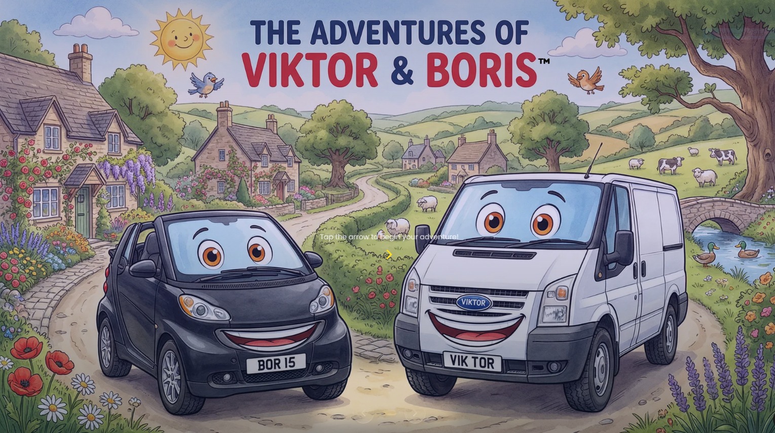 Viktor and Boris on a sunny country road